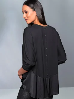 Rick Cardona T-Shirts<T-shirt manches chauve-souris mélange de matières tendance