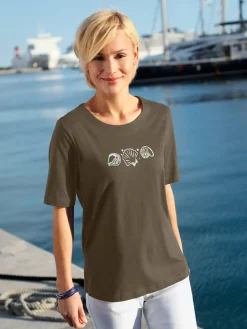 T-Shirts<T-shirt manches courtes col rond imprimé coquillages