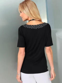 Fair Lady T-Shirts<T-shirt manches courtes col à pois aplique métallique