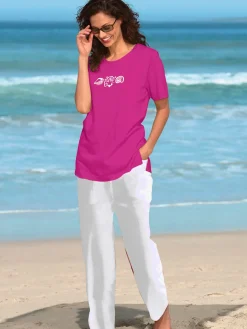 T-Shirts<T-shirt manches courtes col rond imprimé coquillages