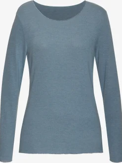 LASCANA T-Shirts<T-shirt manches longues bords pailletés raffinés à l'encolure, aux finitions des manches et à l'ourlet