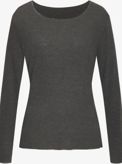 LASCANA T-Shirts<T-shirt manches longues bords pailletés raffinés à l'encolure, aux finitions des manches et à l'ourlet