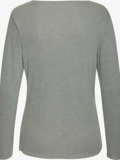 LASCANA T-Shirts<T-shirt manches longues bords pailletés raffinés à l'encolure, aux finitions des manches et à l'ourlet