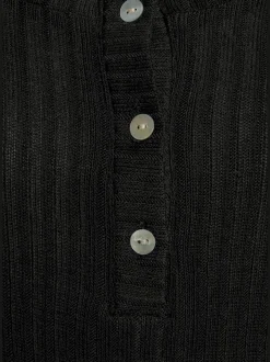 Vivance T-Shirts<T-shirt manches longues courte patte de boutonnage devant avec boutons imitation nacre