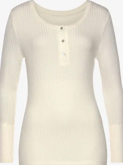 Vivance T-Shirts<T-shirt manches longues courte patte de boutonnage devant avec boutons imitation nacre