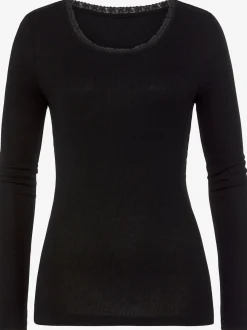 LASCANA T-Shirts<T-shirt manches longues dentelle florale délicate à l'encolure ronde