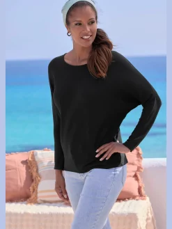 LASCANA T-Shirts<T-shirt manches longues manches chauve-souris pour un look décontracté