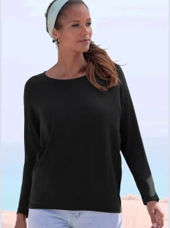 LASCANA T-Shirts<T-shirt manches longues manches chauve-souris pour un look décontracté