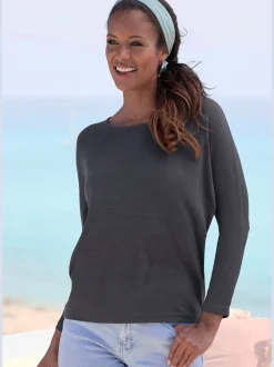 LASCANA T-Shirts<T-shirt manches longues manches chauve-souris pour un look décontracté