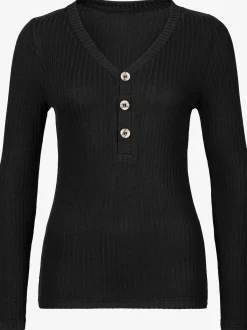 LASCANA T-Shirts<T-shirt manches longues petite patte de boutonnage avec boutons imitation corne