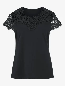 Fair Lady T-Shirts<T-shirt mélange coton-modal haut et mancherons en broderie anglaise