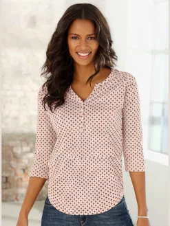 LASCANA T-Shirts<T-shirt patte de boutonnage avec boutons légèrement brillants