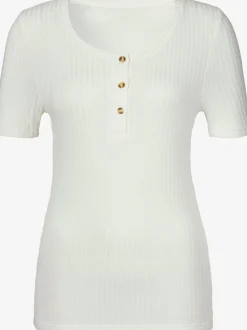 LASCANA T-Shirts<T-shirt petite patte de boutonnage avec boutons imitation corne