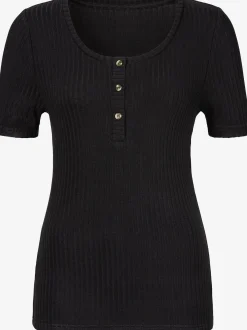 LASCANA T-Shirts<T-shirt petite patte de boutonnage avec boutons imitation corne