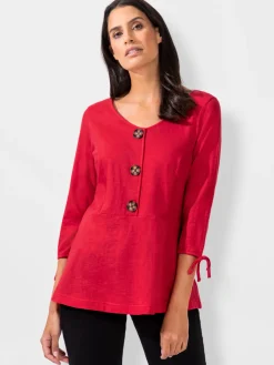 T-Shirts<T-shirt printanier bas évasé à gros boutons