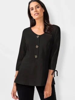 T-Shirts<T-shirt printanier bas évasé à gros boutons