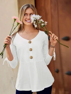 T-Shirts<T-shirt printanier bas évasé à gros boutons