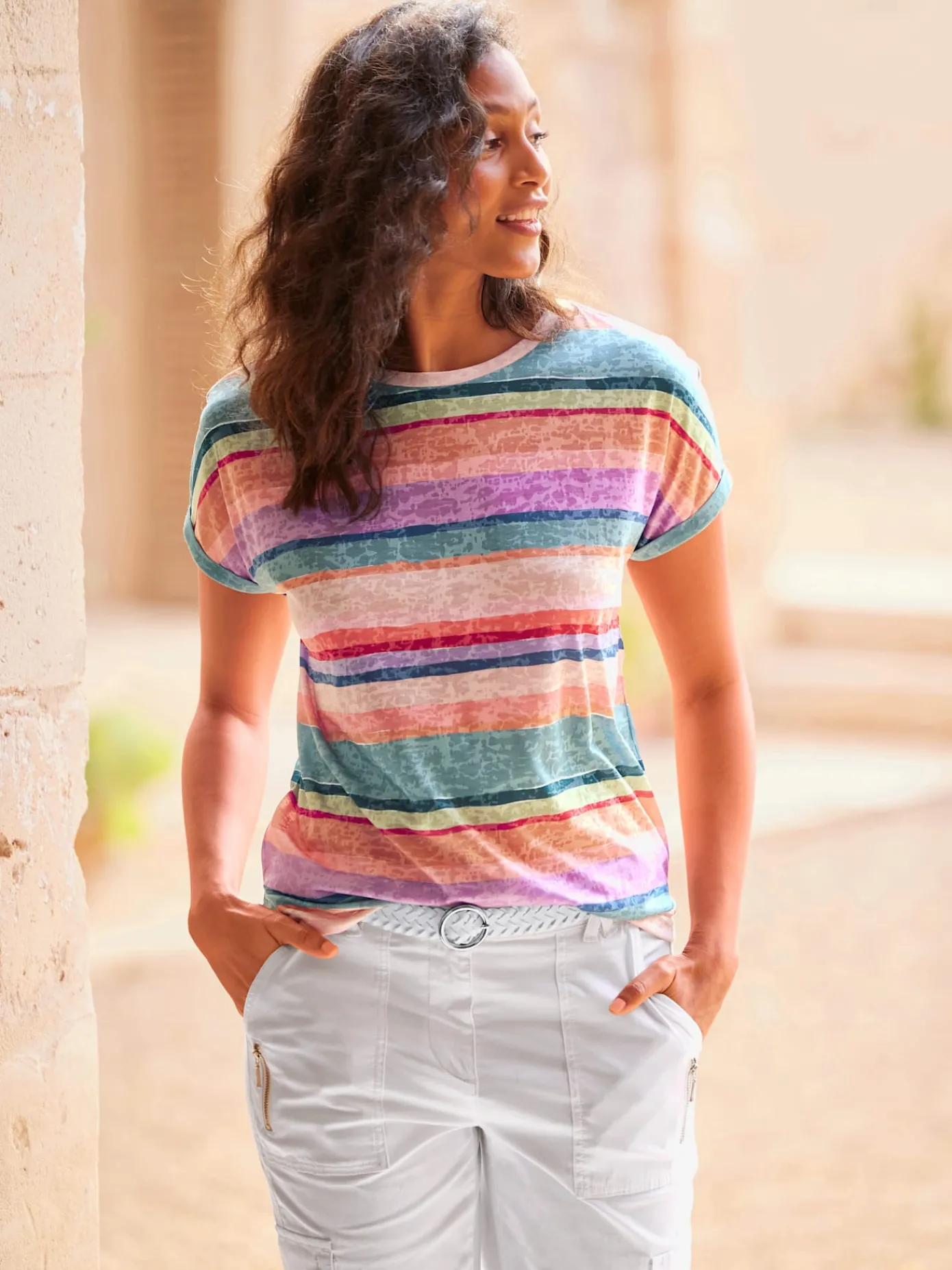 Best Connection T-Shirts<T-shirt séduisant motif à rayures