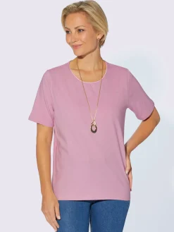 T-Shirts<T-shirt simple avec effet brillant sur encolure