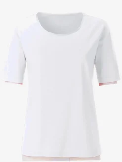 T-Shirts<T-shirt simple avec effet brillant sur encolure