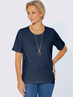 T-Shirts<T-shirt simple avec effet brillant sur encolure