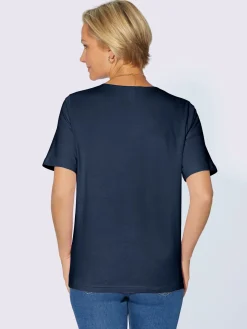 T-Shirts<T-shirt simple avec effet brillant sur encolure