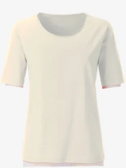 T-Shirts<T-shirt simple avec effet brillant sur encolure