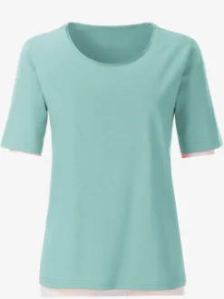 T-Shirts<T-shirt simple avec effet brillant sur encolure