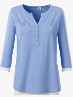 T-Shirts<T-shirt simple patte boutonnage poches poitrines