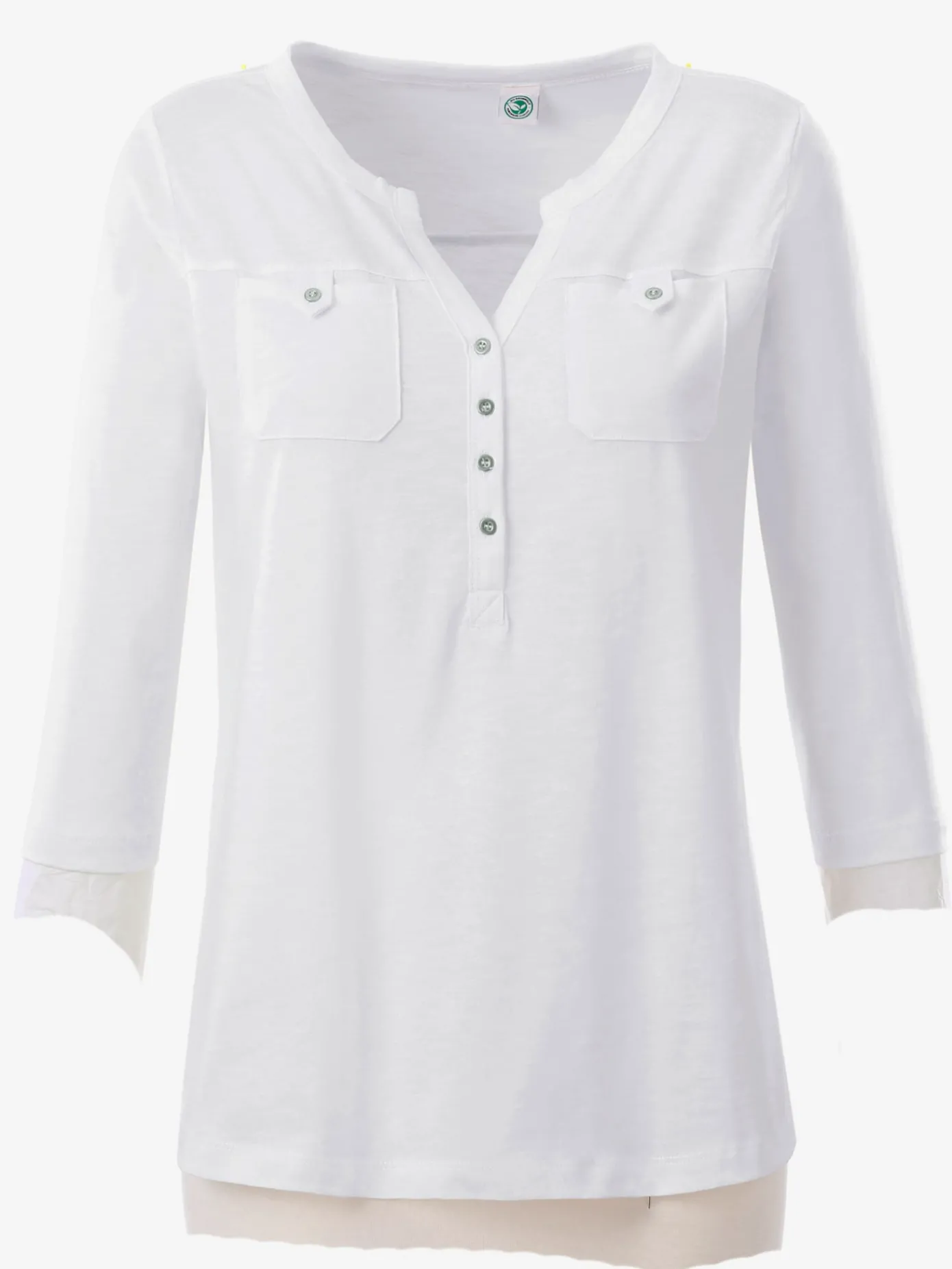 T-Shirts<T-shirt simple patte boutonnage poches poitrines