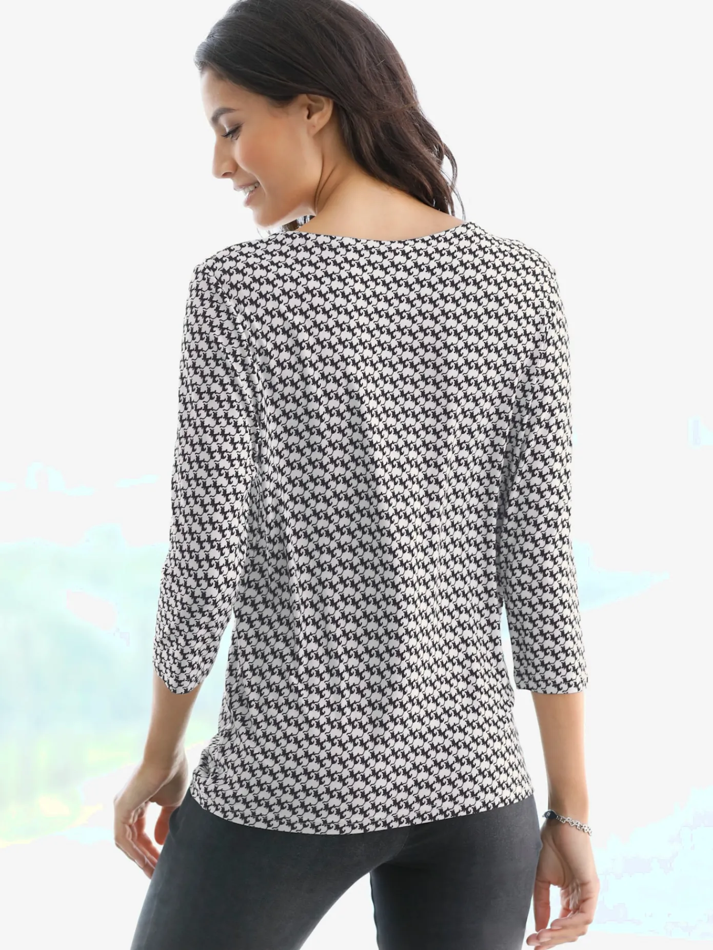 T-Shirts<T-shirt évasé encolure ronde manches 3/4 avec plis devant