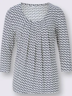 T-Shirts<T-shirt évasé encolure ronde manches 3/4 avec plis devant