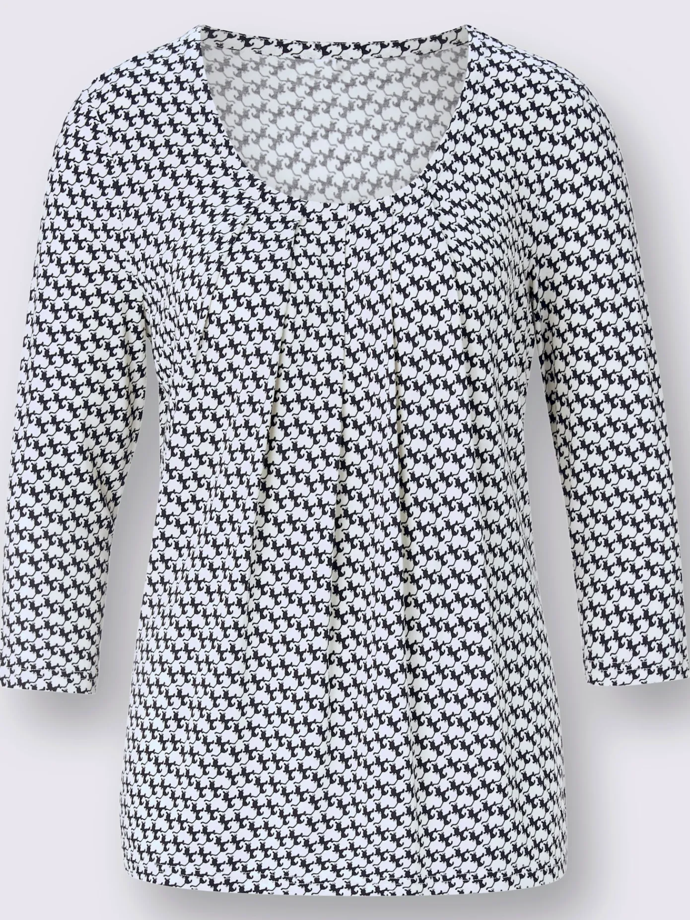 T-Shirts<T-shirt évasé encolure ronde manches 3/4 avec plis devant