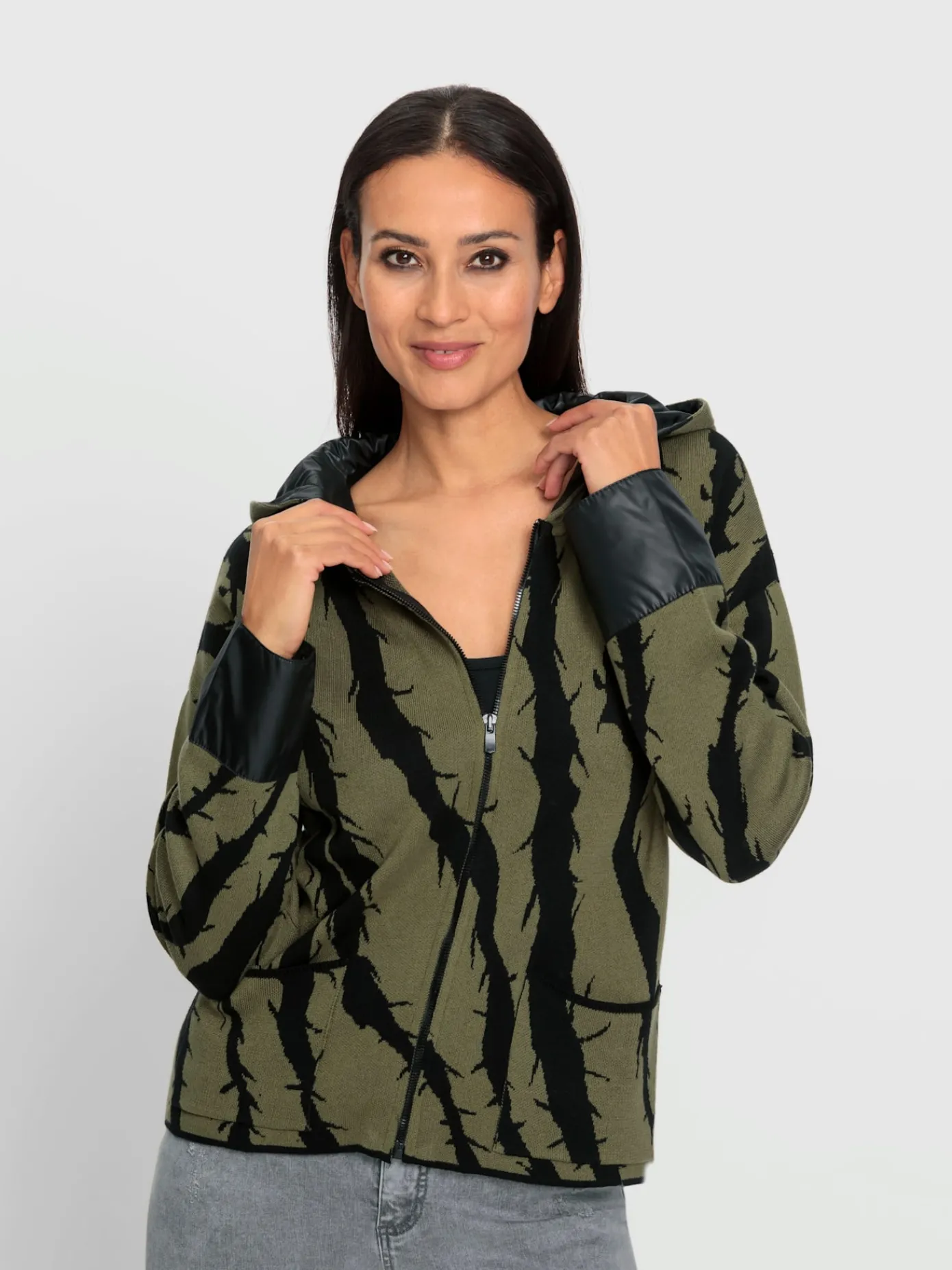 Rick Cardona Gilets Et Cardigans<Veste à capuche en tricot mélange de matières tendance