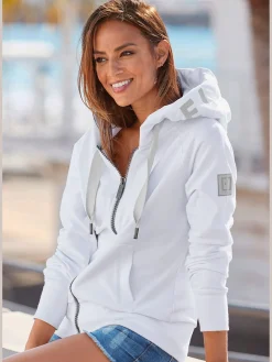 Elbsand T-Shirts<Veste à capuche large bord-côte aux finitions