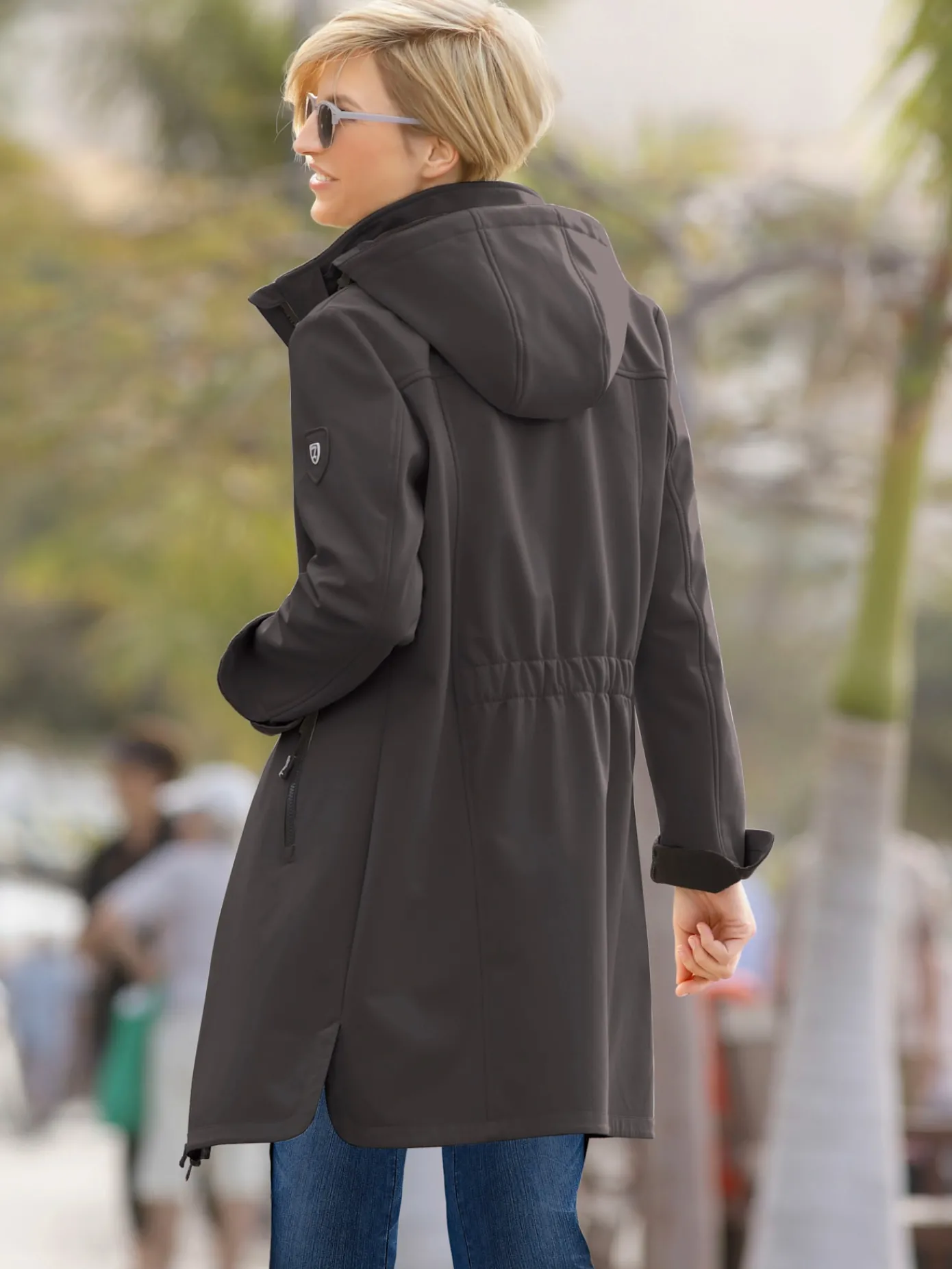 Collection L Vestes<Veste coupe vent longue qualité softshell col montant avec capuche