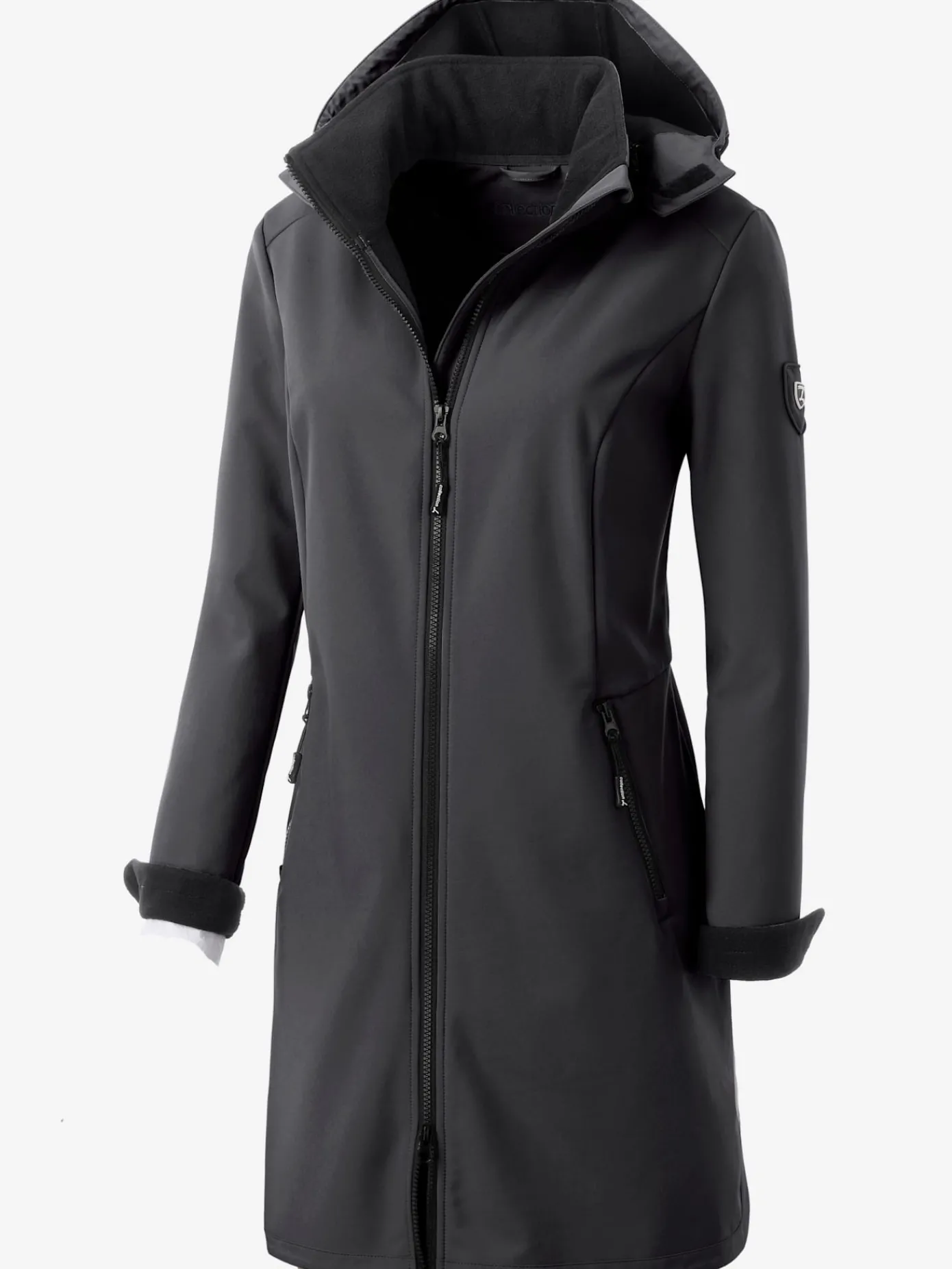 Collection L Vestes<Veste coupe vent longue qualité softshell col montant avec capuche