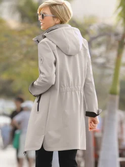 Collection L Vestes<Veste coupe vent longue qualité softshell col montant avec capuche