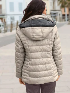 Vestes<Veste décontractée col montant capuche doublure contrastée