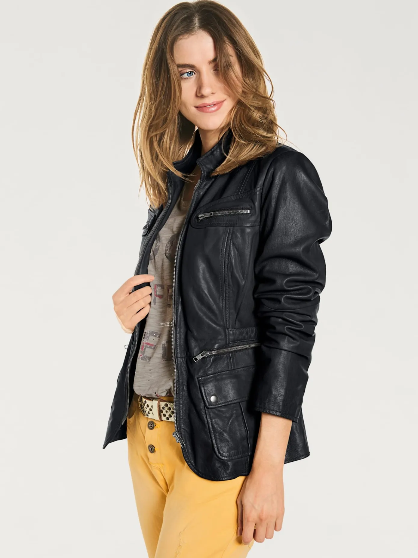 Linea Tesini Vestes<Veste en cuir cuir d'agneau souple