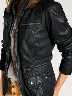 Linea Tesini Vestes<Veste en cuir cuir d'agneau souple