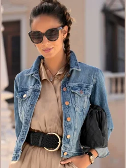 LASCANA Vestes<Veste en jean boutons couleur or rose