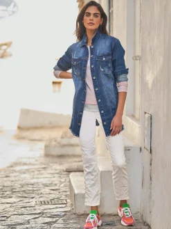 Mandarin Blazers<Veste en jean effet « destroy » tendance