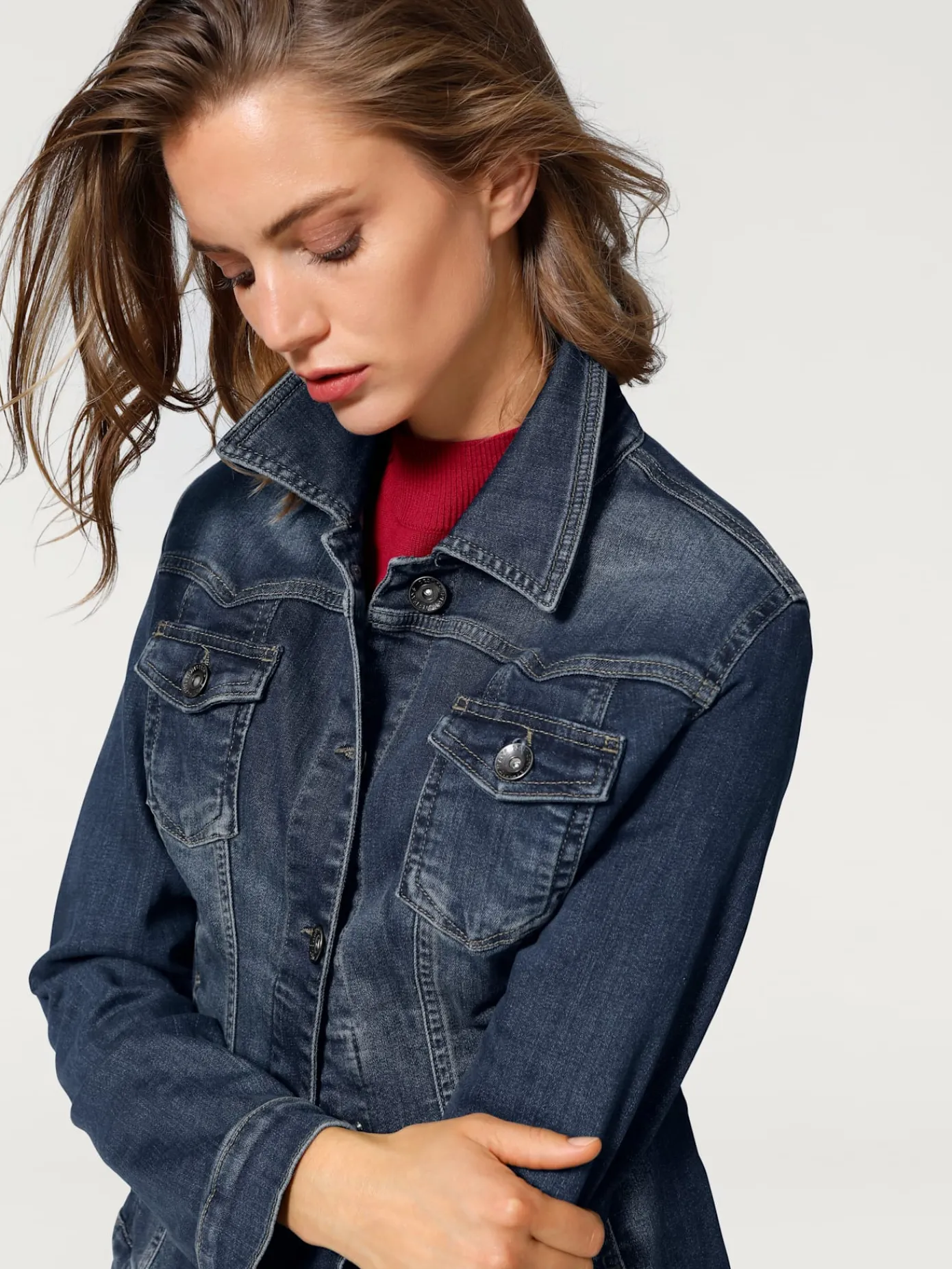 Linea Tesini Vestes<Veste en jean effet délavé et usé