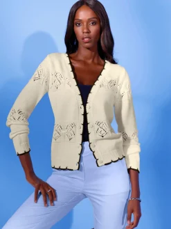 Creation L Gilets Et Cardigans<Veste en tricot ajouré avec motif ajouré