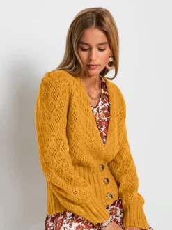 Gilets Et Cardigans<Veste en tricot ajouré motif ajouré transparent discret