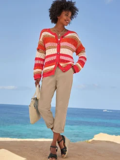 Linea Tesini Gilets Et Cardigans<Veste en tricot ajouré pur coton