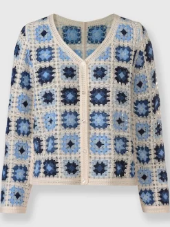 Gilets Et Cardigans<Veste en tricot aspect crochet