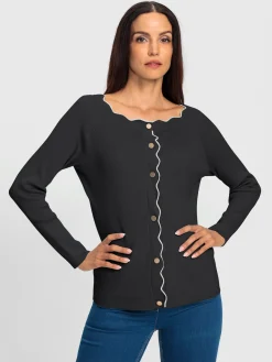 Ashley Brooke Gilets Et Cardigans<Veste en tricot bord ondulé élégant