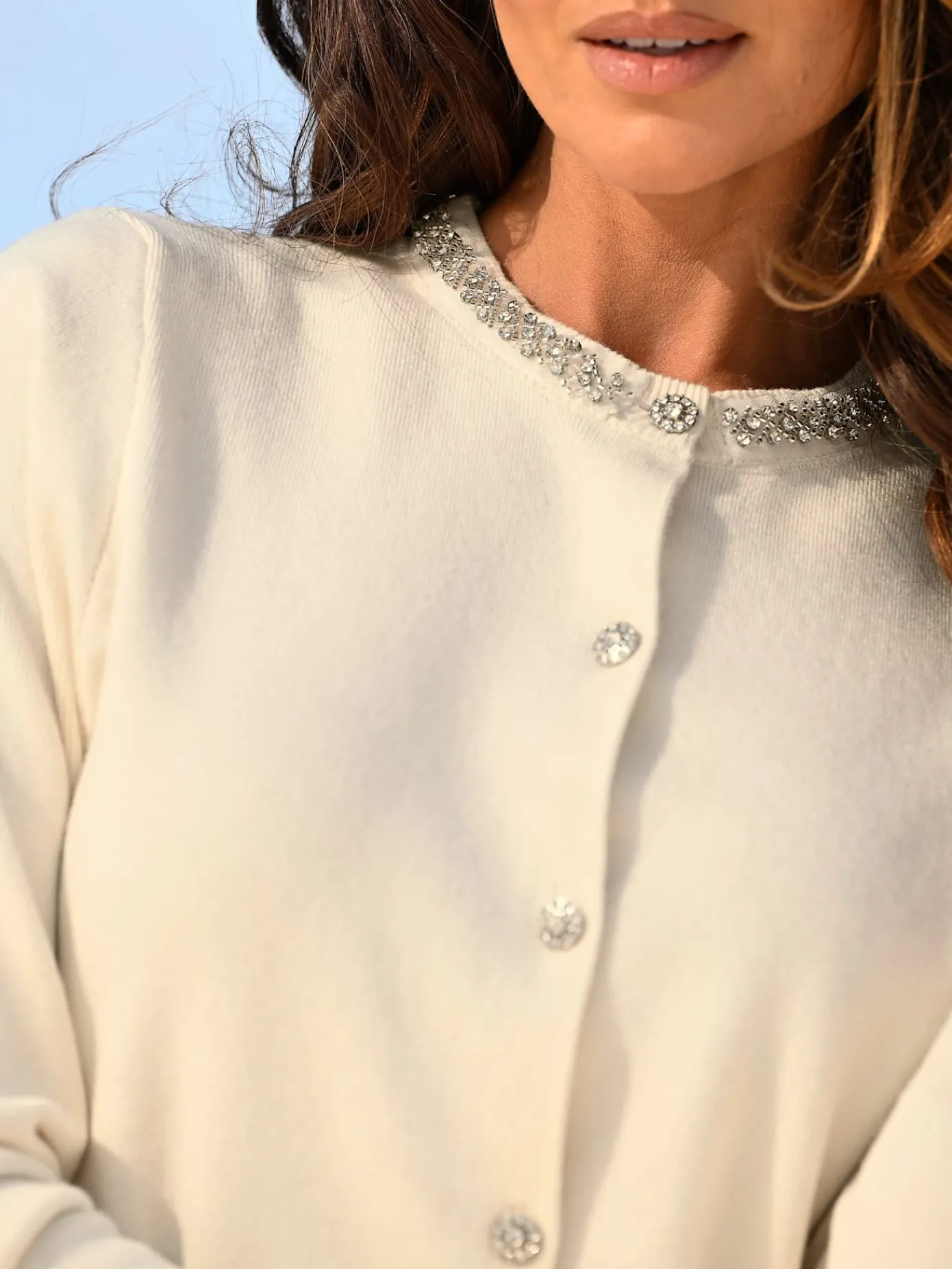 Ashley Brooke Gilets Et Cardigans<Veste en tricot fin petites pierres brillantes fantaisie